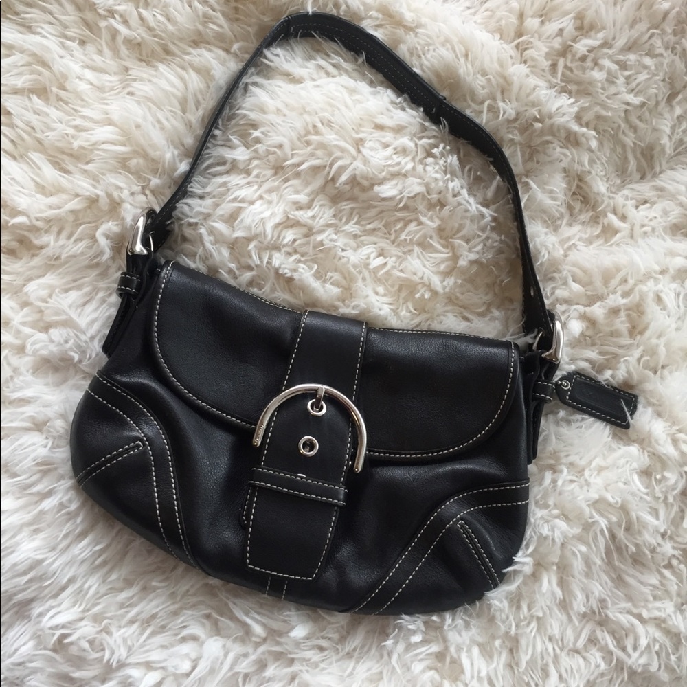 Like New!-Black leather Coach bag